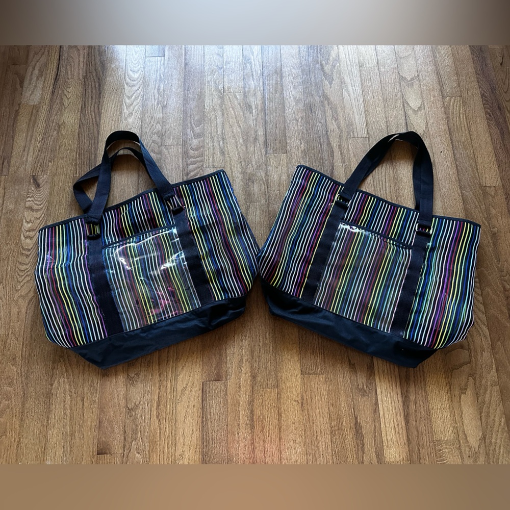 Striped Tote Bags with Black Handles